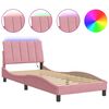 vidaXL Estrutura de cama com LED sem colch&atilde;o Hanko 90x200 cm veludo rosa