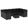 vidaXL 10 pcs conjunto sof&aacute;s de jardim c/ almofad&otilde;es vime PE preto