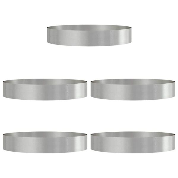 vidaXL Anel de Vaso 5 pcs Prateado 120 x 120 x 20 cm A&ccedil;o inoxid&aacute;vel