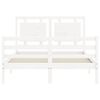 vidaXL Estrutura de cama com cabeceira 140x190cm madeira maci&ccedil;a branco
