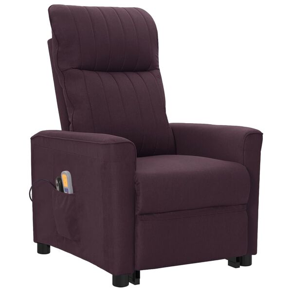 vidaXL Poltrona elevatória de massagens tecido roxo