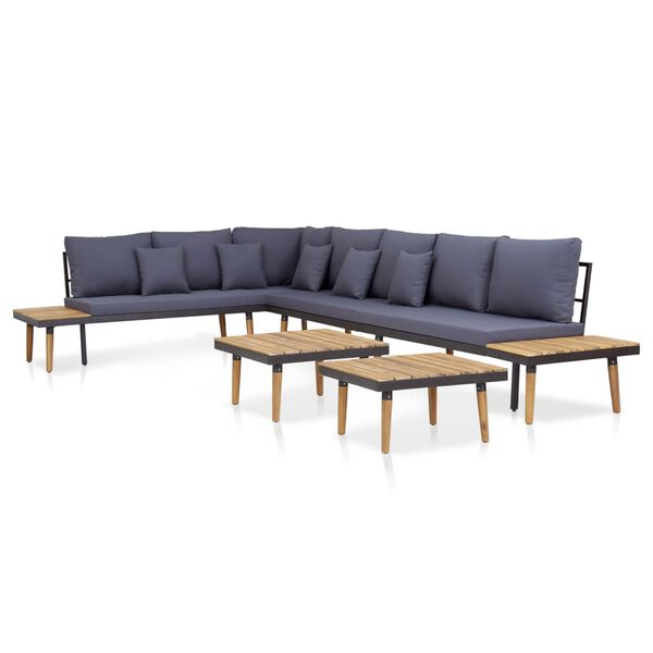 vidaXL 7 lugares conjunto lounge jardim + almofadões acácia castanho