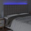 vidaXL Cabeceira cama c/ LED couro artif. 160x5x118/128 cm cinzento