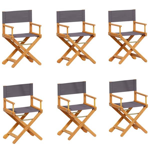 vidaXL 6 pcs cadeiras de jardim dobr&aacute;veis tecido cinzento-escuro