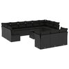 vidaXL 14 pcs conjunto de sof&aacute;s p/ jardim c/ almofad&otilde;es vime PE preto