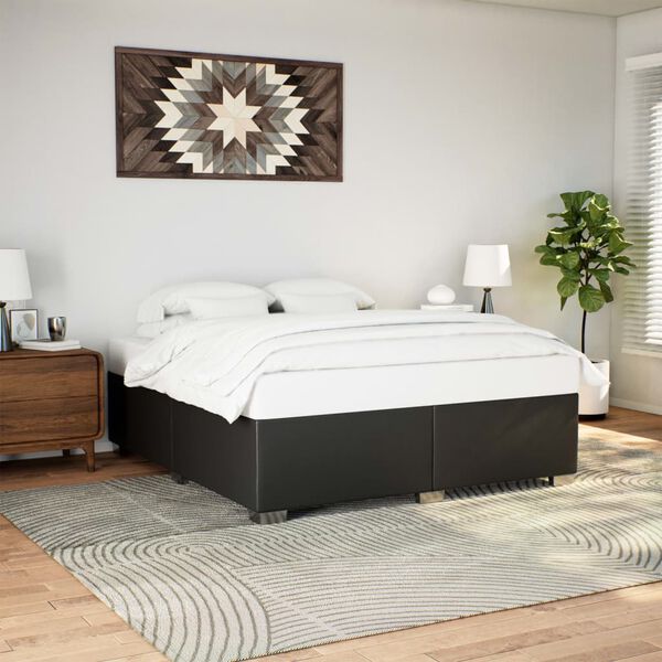 vidaXL Estrutura de cama 200x200 cm couro artificial preto