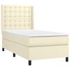 vidaXL Cama com molas/colch&atilde;o 90x190 cm couro artificial cor creme