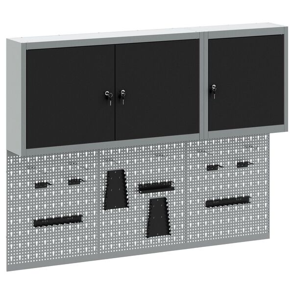 vidaXL Conjunto de Arm&aacute;rio de Ferramentas e Pegboard 5 pcs Preto