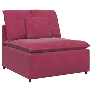 vidaXL M&oacute;dulo central para sof&aacute; modular com almofadas, vermelho vinho, 100 cm
