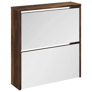 vidaXL Sapateira com espelho 2 divis&oacute;rias 63x17x67cm carvalho fumado