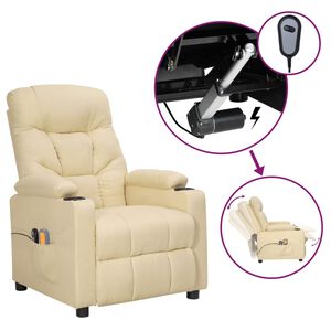 vidaXL Poltrona elevat&oacute;ria de massagens el&eacute;trica tecido creme