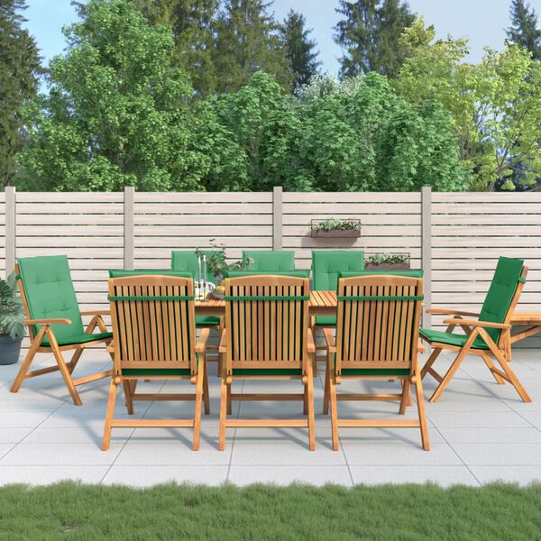 vidaXL Cadeiras de jardim reclin&aacute;veis c/ almofad&otilde;es 8 pcs teca maci&ccedil;a
