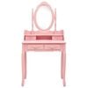vidaXL Conj. toucador com banco 75x69x140 cm madeira paulownia rosa