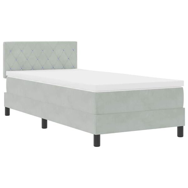 vidaXL Cama Box Spring com Colchão Cinzento-claro 90 x 190 cm tecido