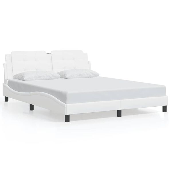 vidaXL Estrutura de cama sem colch&atilde;o Zadar 160x200 cm couro artificial branco
