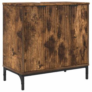 vidaXL Arm&aacute;rio para Pia de Banheiro com porta Carvalho Defumado