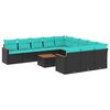 vidaXL Conjunto de sof&aacute; de jardim com 12 pe&ccedil;as e almofadas em rattan sint&eacute;tico preto