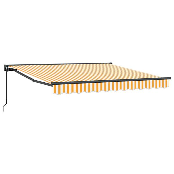 vidaXL Toldo Retr&aacute;til Amarelo e Branco 300 x 250 cm Poli&eacute;ster e Metal