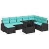 vidaXL Conjunto de Sof&aacute; de Jardim 9 pcs Preto Rattan Sint&eacute;tico