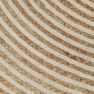 vidaXL Tapete artesanal em juta com design em espiral branco 120 cm