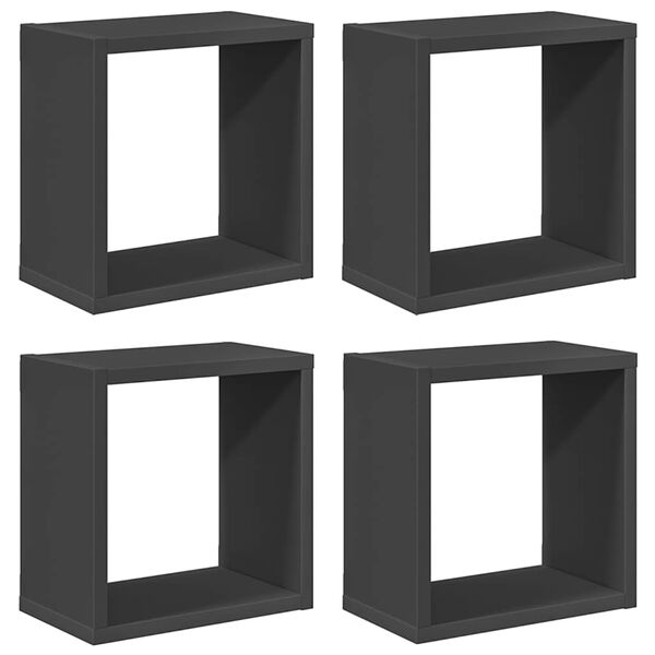 vidaXL Prateleiras de parede em forma de cubo 4 pcs 26x15x26 cm cinza