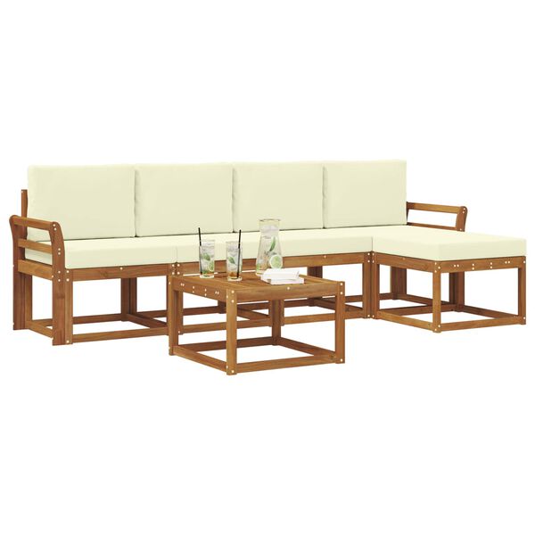 vidaXL Conjunto de Sof&aacute;s para Exterior 6 pcs Natural e Creme
