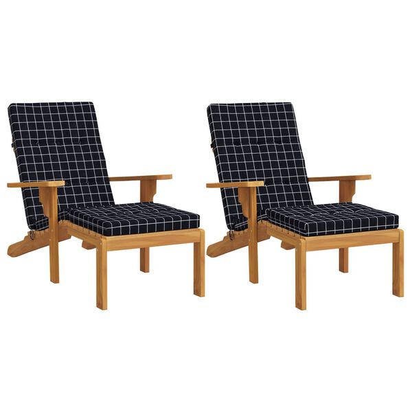 vidaXL Almofad&otilde;es p/ cadeira terra&ccedil;o 2 pcs tecido oxford xadrez preto