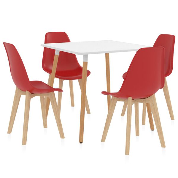 vidaXL 5 pcs conjunto de jantar vermelho