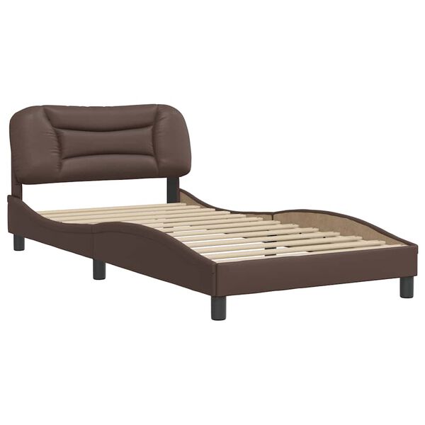 vidaXL Estrutura de cama sem colch&atilde;o Hvar 100x200cm couro artificial castanho