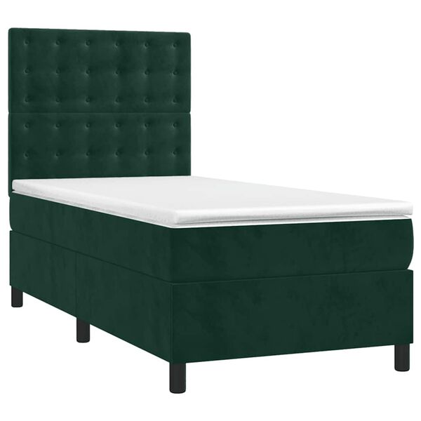 vidaXL Cama com molas/colch&atilde;o 80x200 cm veludo verde-escuro