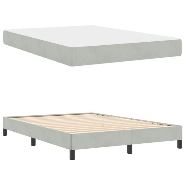 vidaXL Cama Box com colch&atilde;o Cinzento-claro 160 x 210 cm tecido