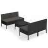 vidaXL 5 pcs conjunto lounge de jardim c/ almofad&otilde;es vime PE preto