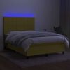 vidaXL Cama box spring c/ colch&atilde;o e LED 140x190 cm tecido verde