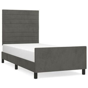 vidaXL Estrutura de cama sem colch&atilde;o 100x200 cm veludo cinzento-escuro