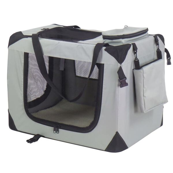 @Pet Transportadora para c&atilde;es nylon 90x61x65 cm cinzento 11074