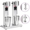 vidaXL Misturador para batidos com copos duplos a&ccedil;o inoxid&aacute;vel 2 L