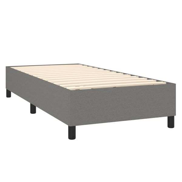 vidaXL Estrutura de cama com molas 100x200 cm tecido cinzento-escuro
