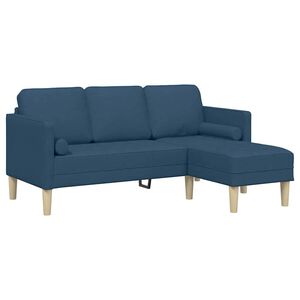 vidaXL Conjunto de Sof&aacute;s com almofada Azul Poli&eacute;ster