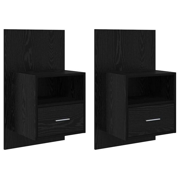 vidaXL Arm&aacute;rio de Cabeceira 2 pcs Carvalho Preto 50 x 32.5 x 80cm
