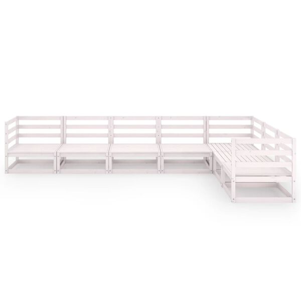 vidaXL 7 pcs conjunto lounge de jardim pinho s&oacute;lido branco