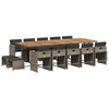 vidaXL 15 pcs conjunto jantar p/ jardim c/ almofad&otilde;es vime PE cinzento