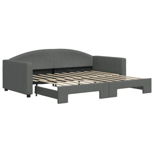 vidaXL Sof&aacute;-cama com gavet&atilde;o 90x190 cm tecido cinzento-escuro