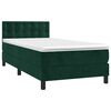 vidaXL Cama box spring c/ colch&atilde;o/LED 100x200 cm veludo verde-escuro