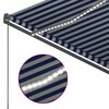 vidaXL Toldo autom&aacute;tico LED e sensor de vento 300x250 cm azul e branco