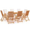 vidaXL 9 pcs conjunto jantar jardim c/ almofad&otilde;es madeira teca maci&ccedil;a