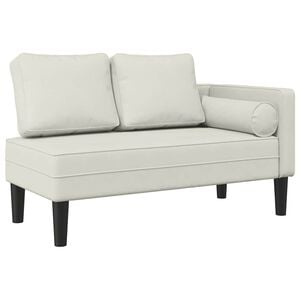 vidaXL Chaise lounge com almofad&otilde;es veludo creme