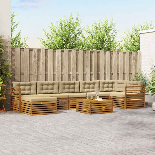 vidaXL Conjuntos de sof&aacute;s com almofada 8 pcs Natural e Bege