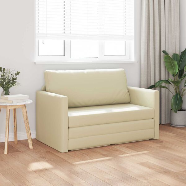 vidaXL Sof&aacute;-Cama 110cm Creme Couro Artificial