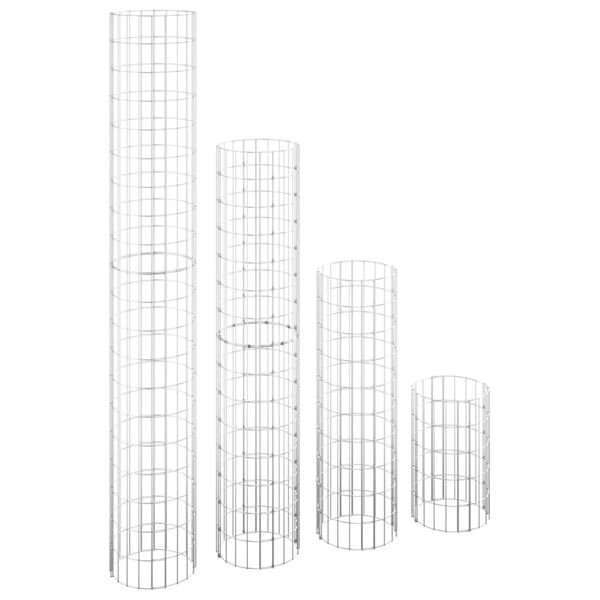 vidaXL Canteiro elevado/cesto gabião 4 pcs Ø30x50/100/150/200 cm