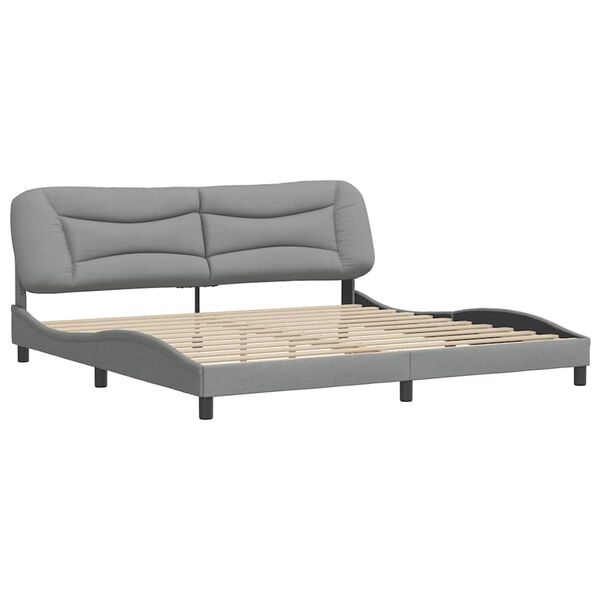 vidaXL Estrutura de cama sem colch&atilde;o Hvar 200x200 cm tecido cinzento-claro
